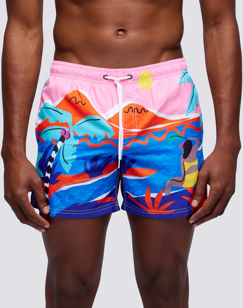 Sundek Men Multicolor Swim Shorts Print Polynesia Dream Repreve®