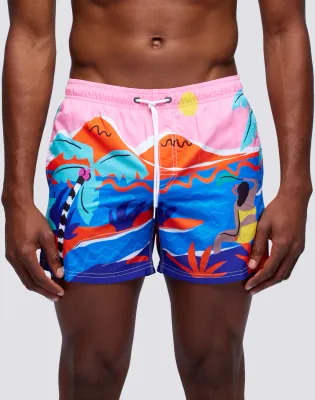 Sundek Men Multicolor Swim Shorts Print Polynesia Dream Repreve®