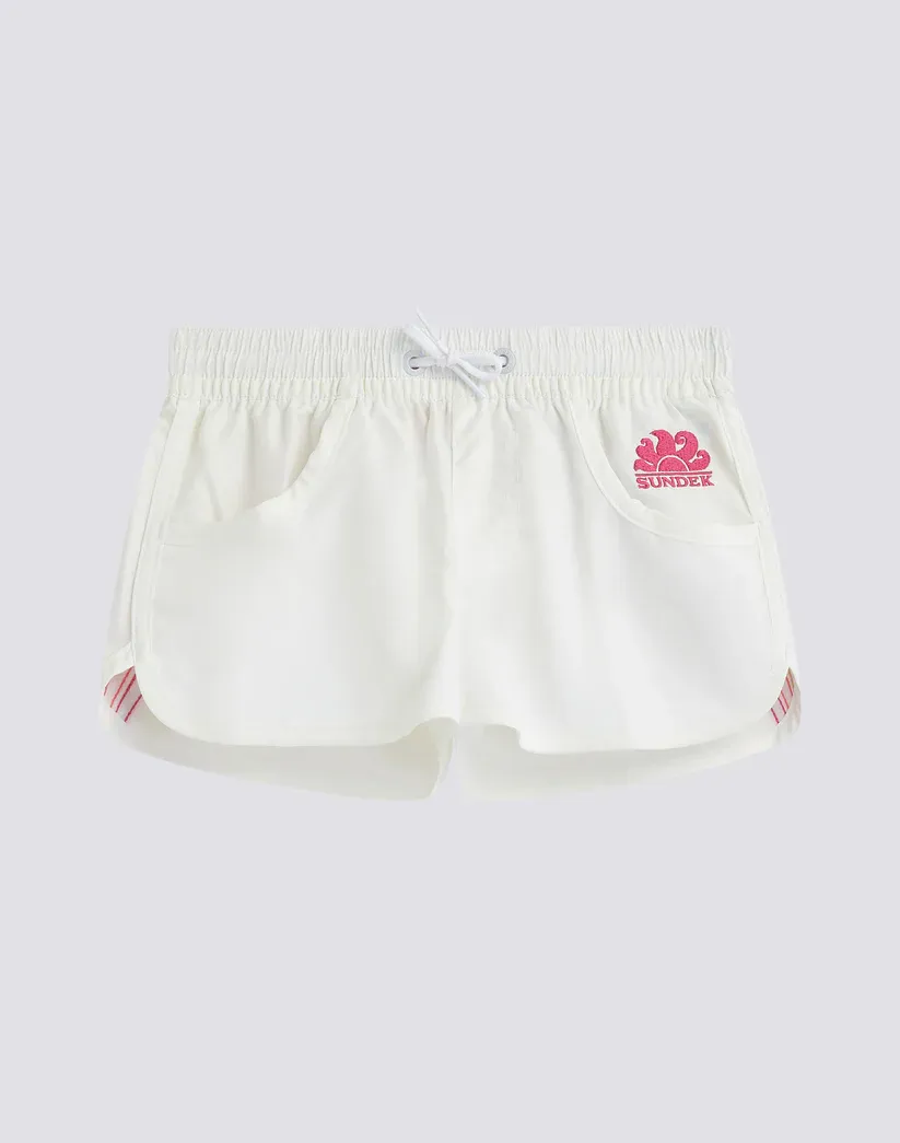 Sundek Girls White Margate Short Swim Shorts in Repreve® Fabric