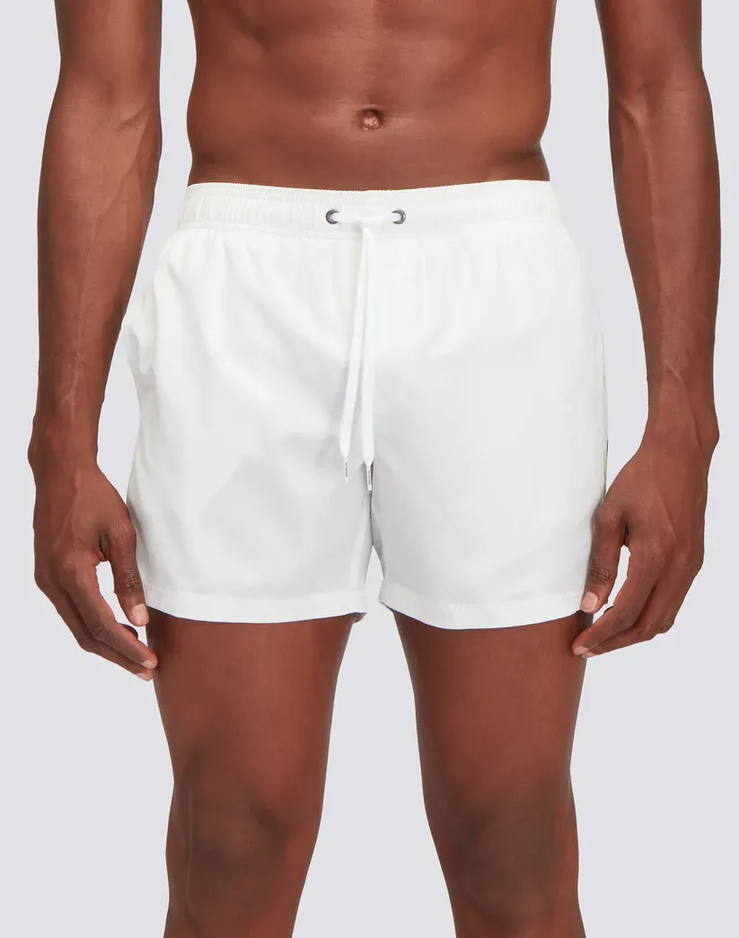 Sundek Men White Repreve® Recycled Polyester Elasticated Waist Short Swimshorts