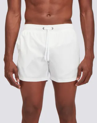Sundek Men White Repreve® Recycled Polyester Elasticated Waist Short Swimshorts