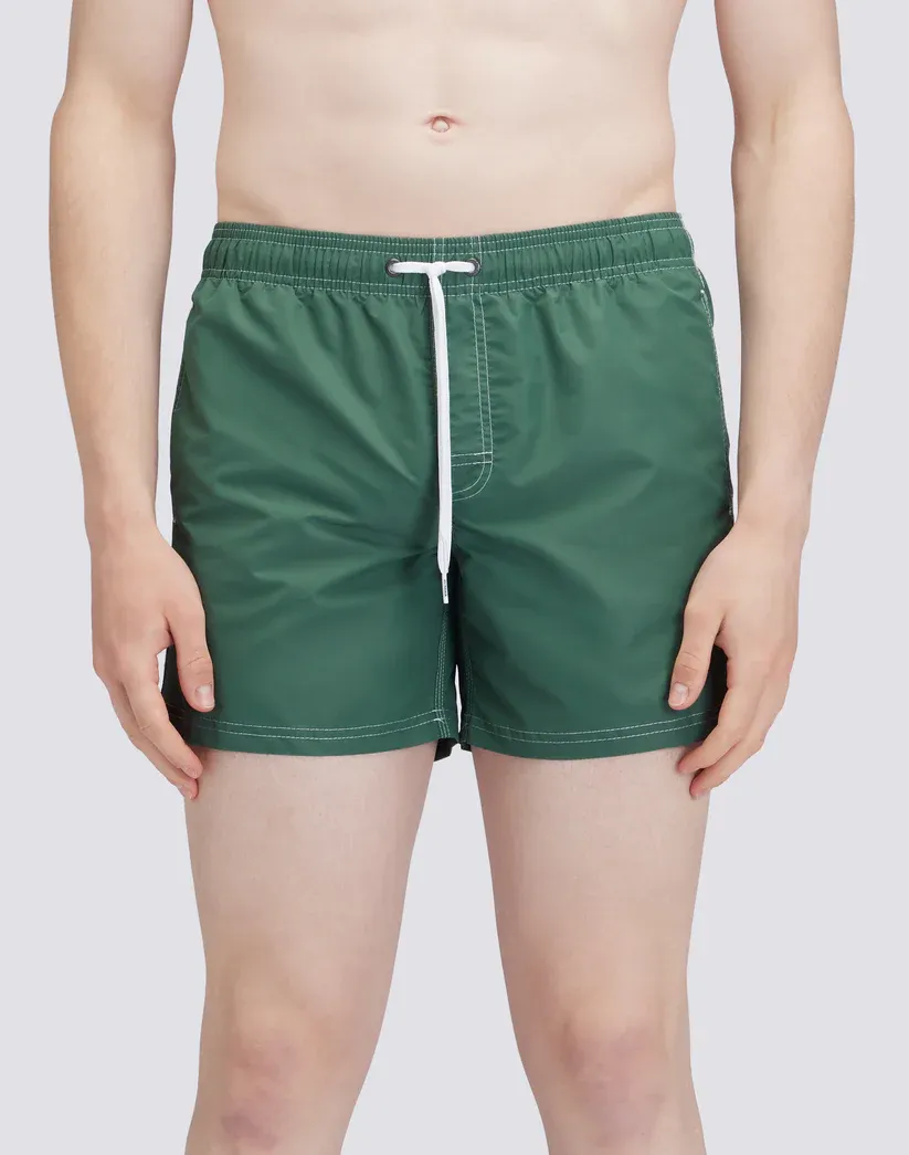 Sundek Men Camo Green Iconic Taffeta Short Swim Shorts with an Elasticated Waistband