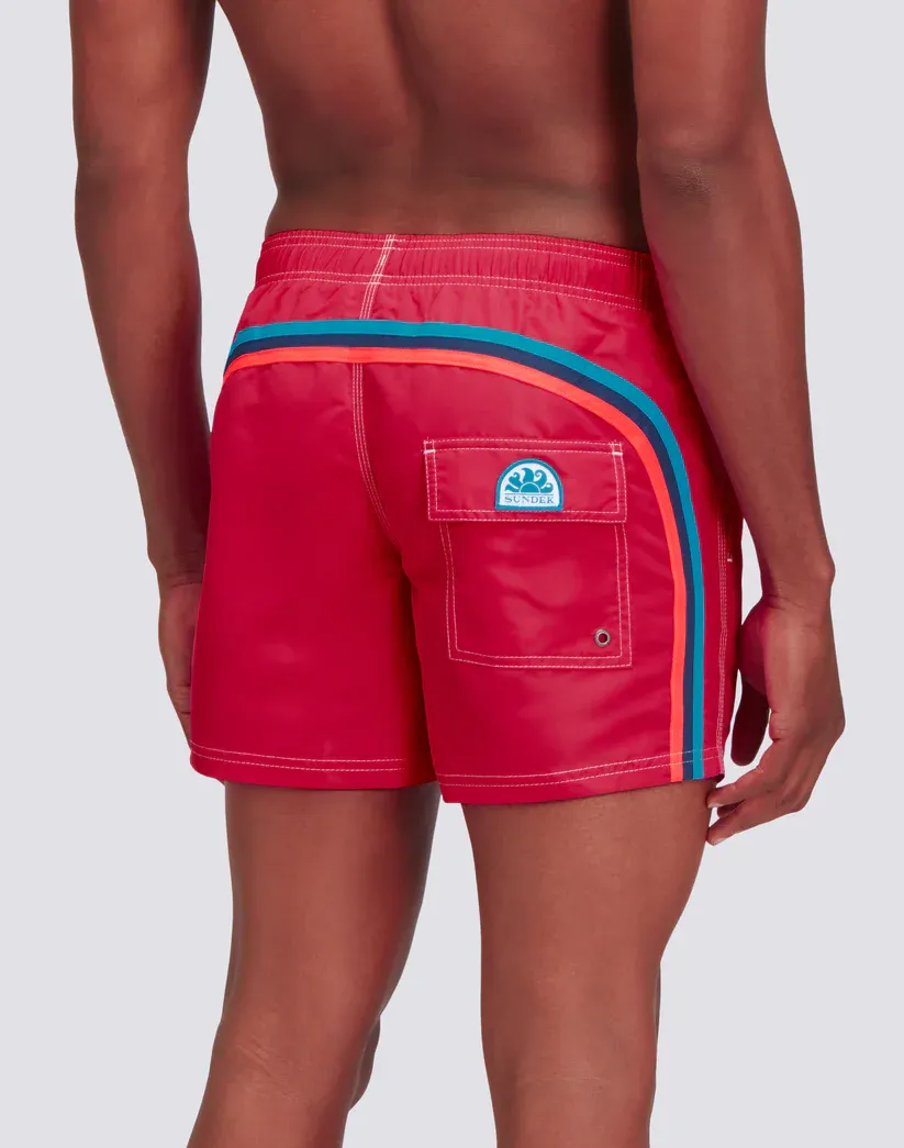Sundek Men Flamingo Iconic Taffeta Short Swim Shorts with an Elasticated Waistband