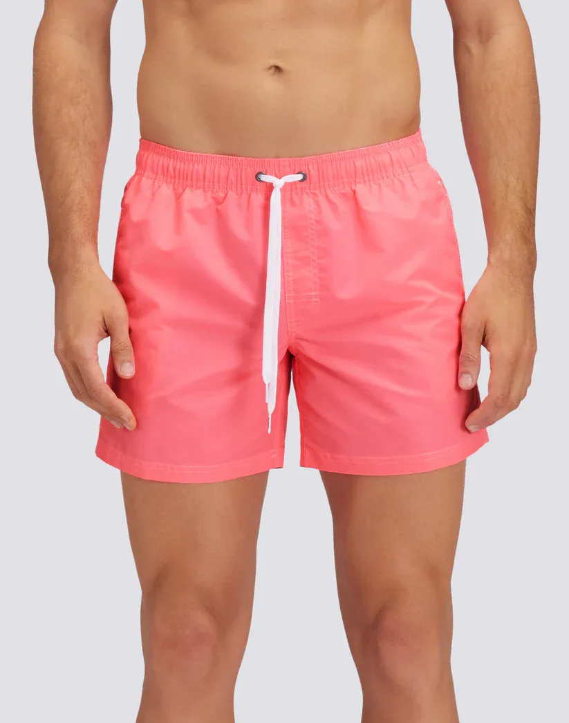 Sundek Men Flamant Rose Iconic Taffeta Short Swim Shorts with an Elasticated Waistband