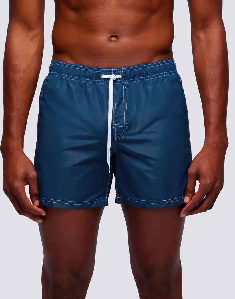 Sundek Men Navy Iconic Taffeta Short Swim Shorts with an Elasticated Waistband