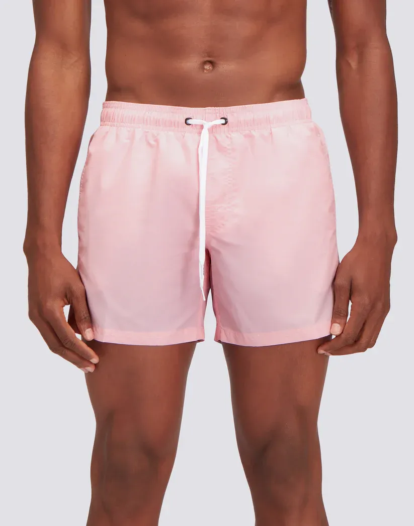 Sundek Men Quartz Pink Iconic Taffeta Short Swim Shorts with an Elasticated Waistband