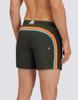 Sundek Men Pine Iconic Taffeta Elasticated Waist Short Swimming Shorts with Pocket