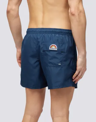 Sundek Men Navy Short Swimshorts with Elastic Waist in Repreve® Recycled Polyester