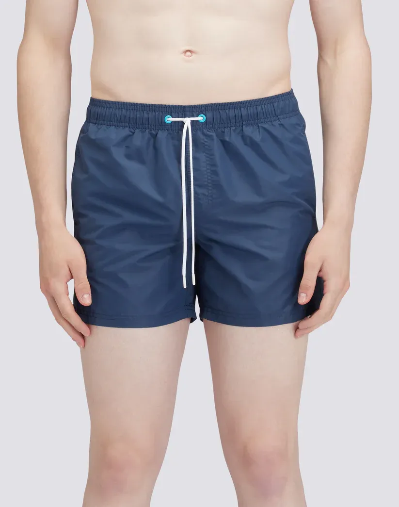 Sundek Men Navy Elasticated Waist Iconic Taffeta Rainbow 2 Colours Short Swimshorts