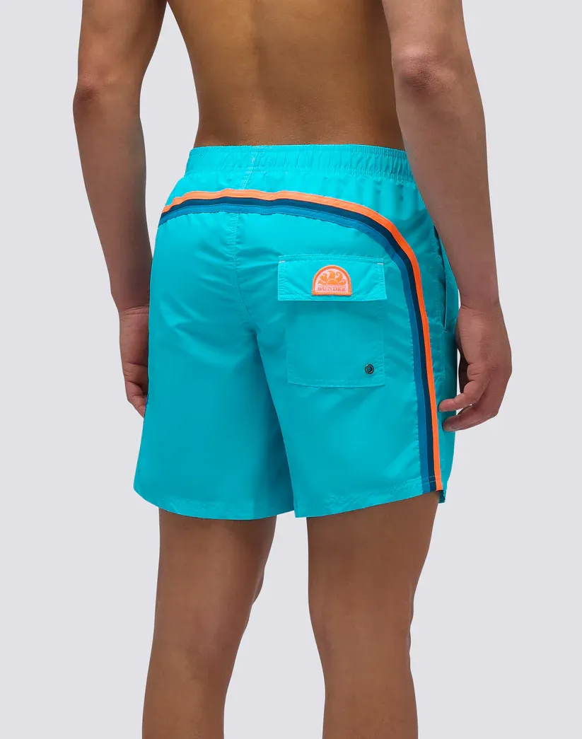 Sundek Men Marine Iconic Taffeta Mid-Length Elastic Waist Swimsuit