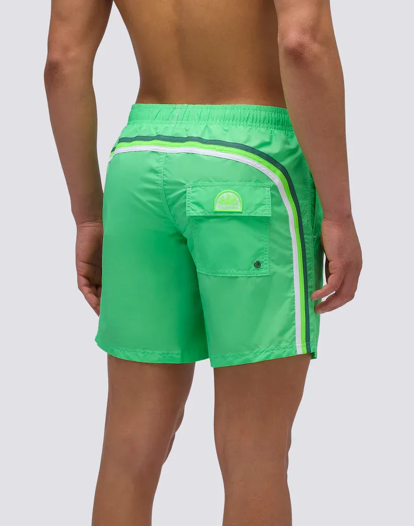 Sundek Men Gloomy Iconic Taffeta Mid-Length Elastic Waist Swimsuit