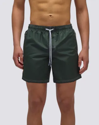 Sundek Men Pine Iconic Taffeta Mid-Length Elastic Waist Swimsuit