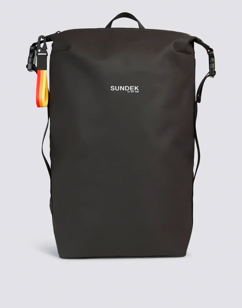 Sundek Black Backpack with Welded Zip and Adjustable Padded Handles