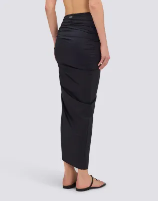 Sundek Women Black Long Sarong Crossed in Front