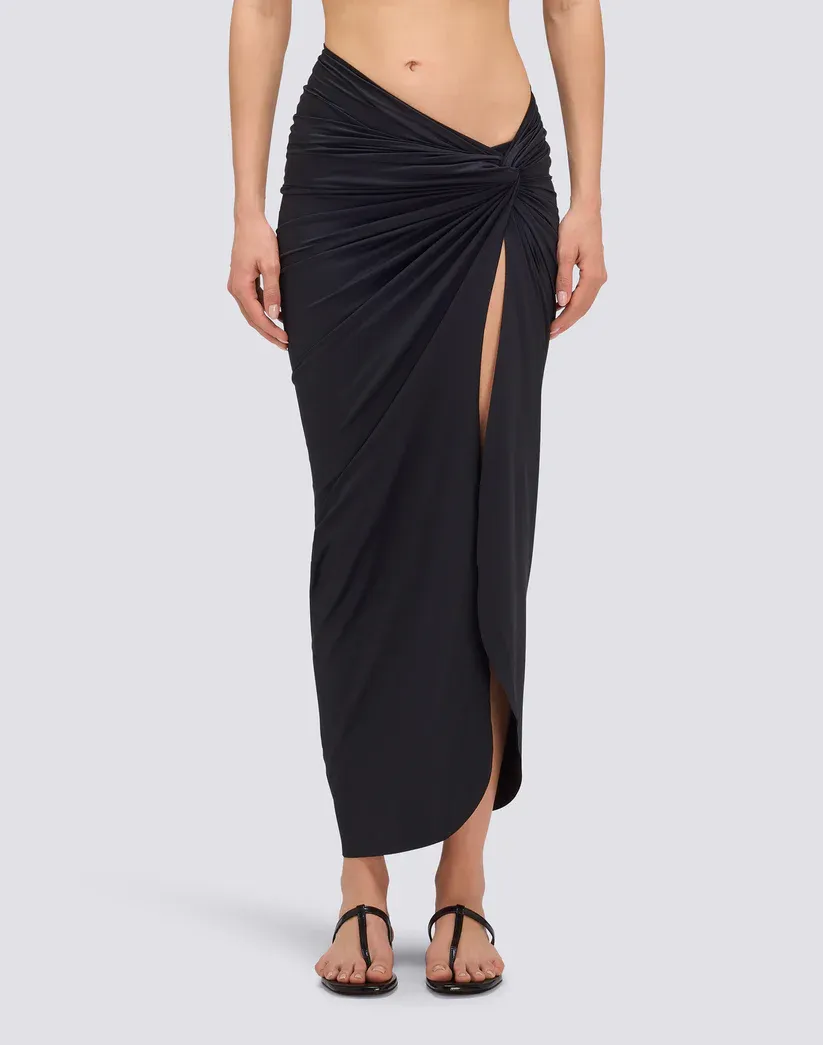 Sundek Women Black Long Sarong Crossed in Front