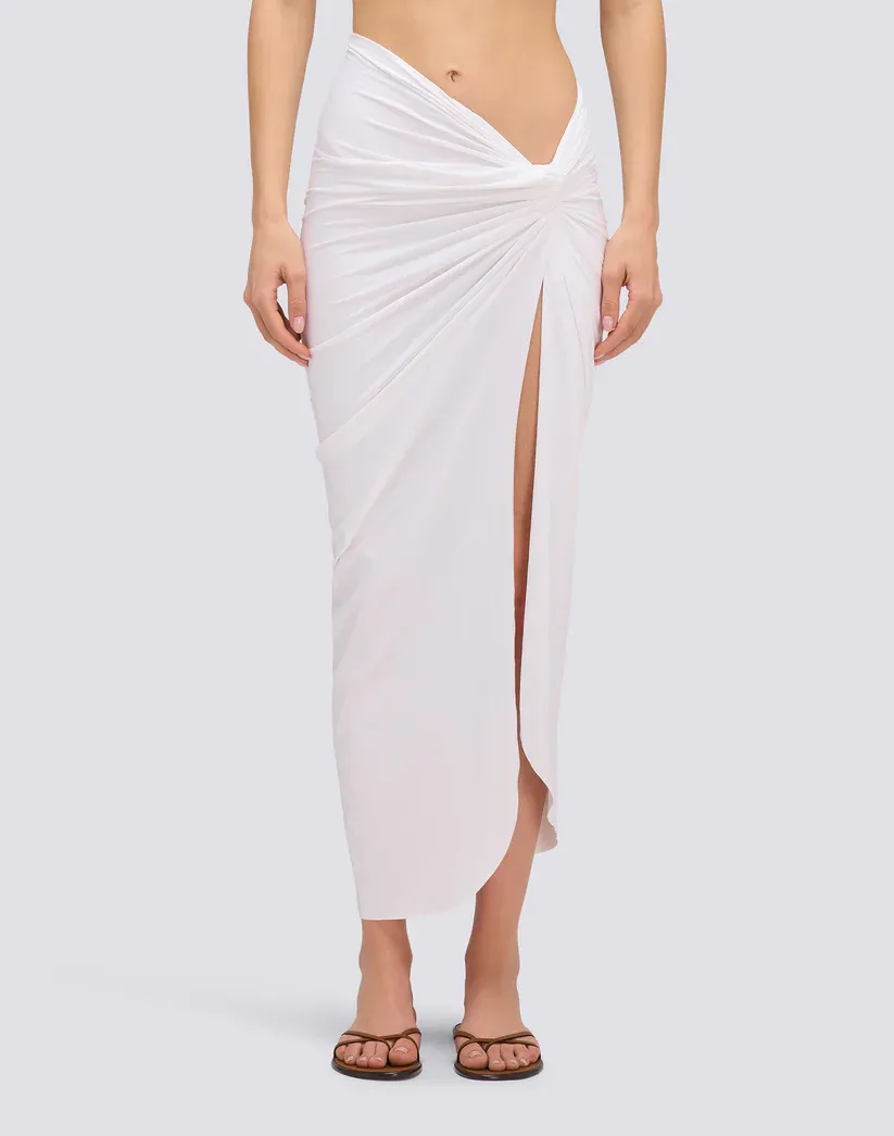 Sundek Women White Long Sarong Crossed in Front