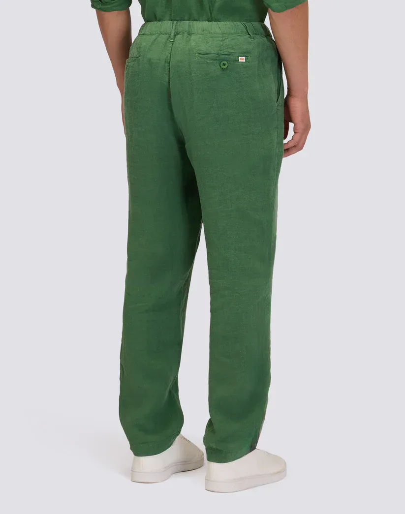 Sundek Men Dark Green Semi-Stretch Linen Trousers