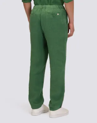 Sundek Men Dark Green Semi-Stretch Linen Trousers