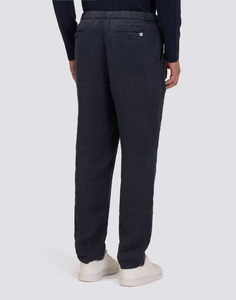 Sundek Men Navy Semi-Stretch Linen Trousers