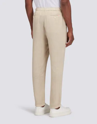 Sundek Men Sand Semi-Stretch Linen Trousers