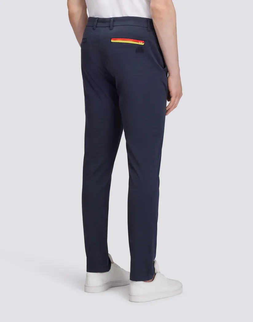 Sundek Men Navy Twill Stretch Chino Trousers