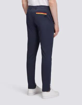 Sundek Men Navy Twill Stretch Chino Trousers