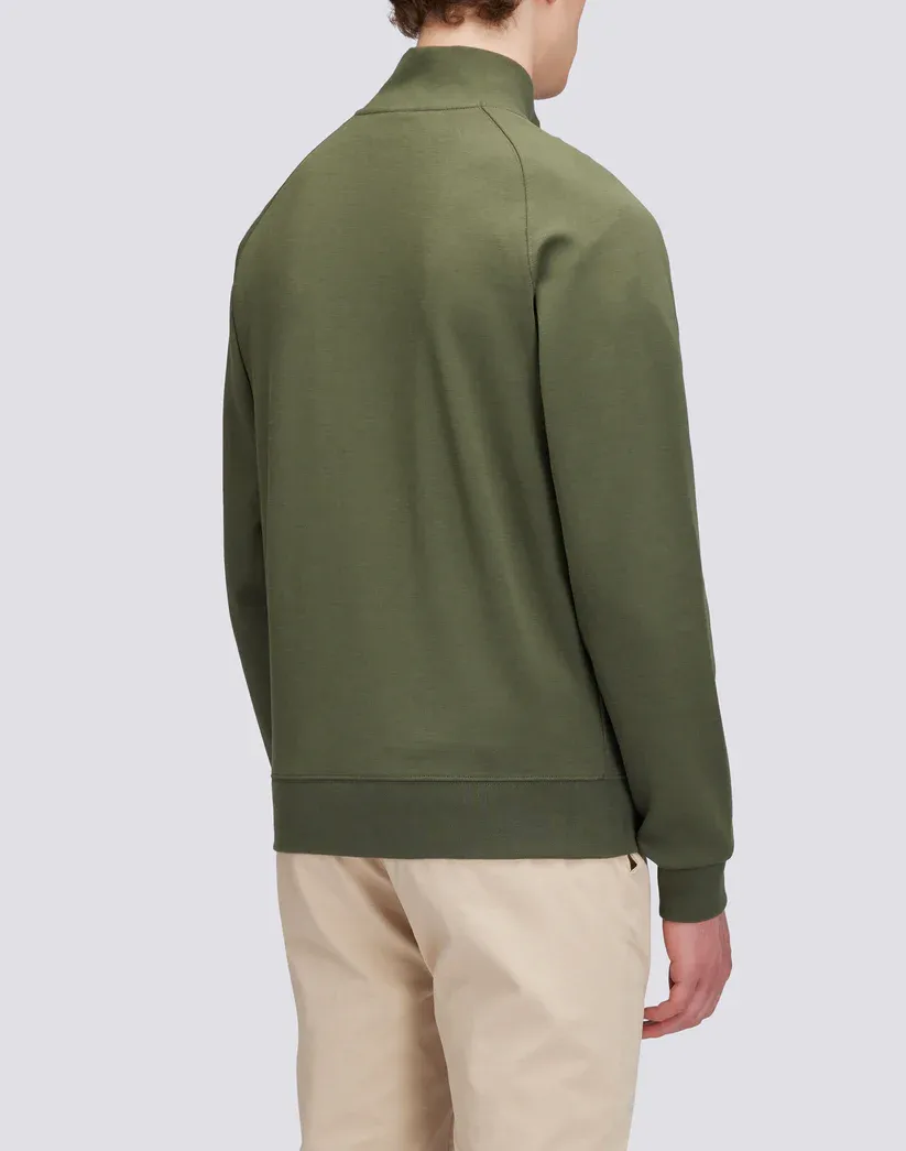 Sundek Men Dark Green Full Zip Sweatshirt with Tricolour Detail