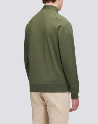 Sundek Men Dark Green Full Zip Sweatshirt with Tricolour Detail