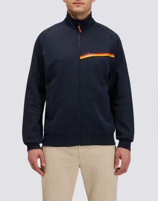 Sundek Men Navy Full Zip Sweatshirt with Tricolour Detail
