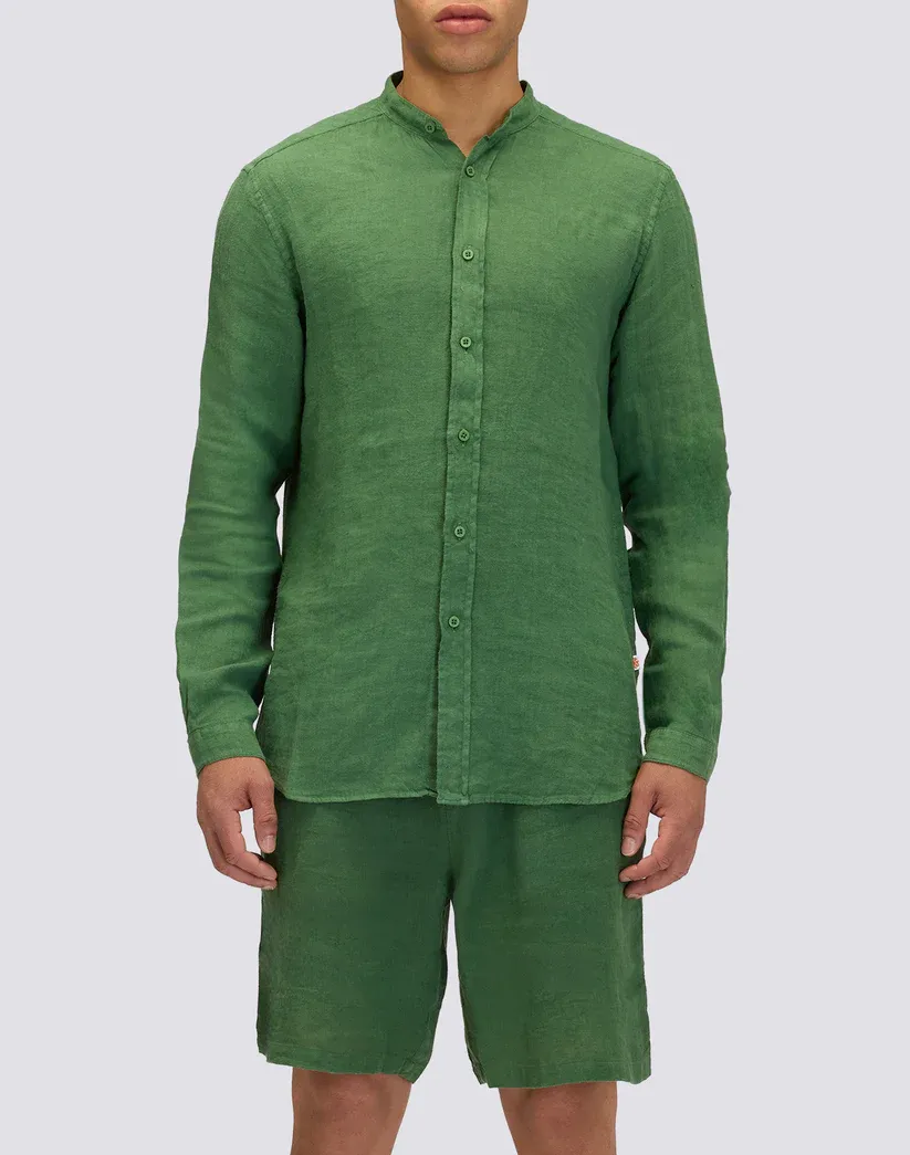 Sundek Men Dark Green Garment Dyed Shirt