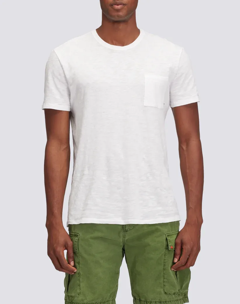 Sundek Men Off White Garment Dyed T-Shirt With Pocket