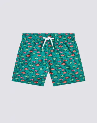 Sundek Boys Crayon Fishball Print Elasticated Waist Short Swimshorts in Recycled Poly
