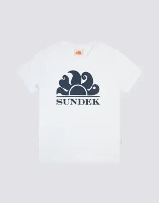 Sundek Boys White Mini New Simeon Logo Crew-Neck T-Shirt