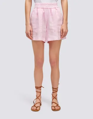 Sundek Linen Shorts With Elastic Waist Hibiscus