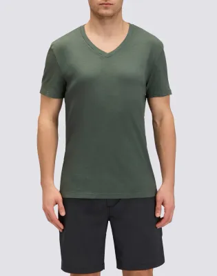 Sundek Men Thyme Dyed T-Shirt with V-Neck