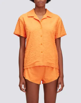 Sundek Women Lulo Jacquard Terry Bowling Shirt with SK23 Pattern