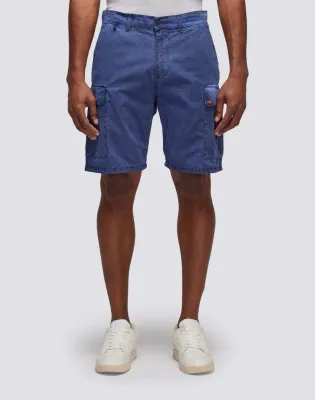 Sundek Men Navy Cargo Shorts in Garment-Dyed Fabric with Rainbow