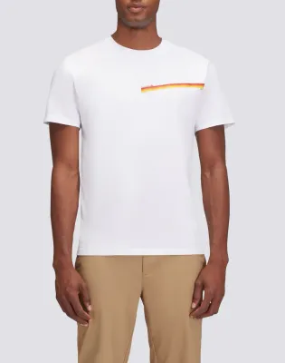 Sundek Men White T-Shirt with Tricolour Detail
