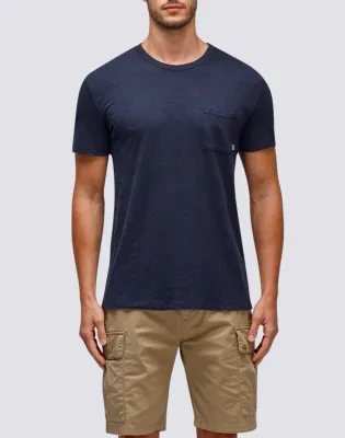Sundek Men Navy Garment Dyed T-Shirt With Pocket