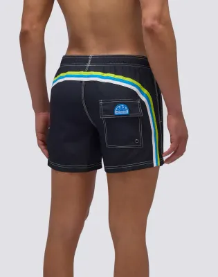 Sundek Men Black Repreve® Recycled Polyester Elasticated Waist Short Swimshorts