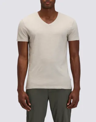 Sundek Men Light Grey Dyed T-Shirt with V-Neck