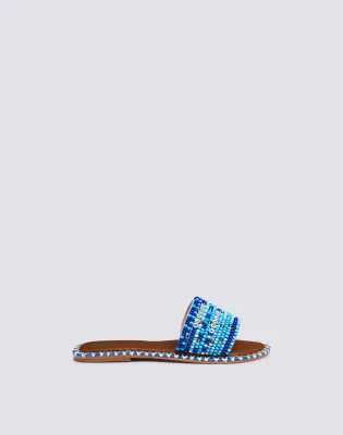 Sundek Capri Embroidered Band Slippers With Beads