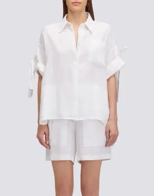 Sundek Women White Garment-Dyed Linen Shirt