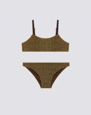 Sundek Girls Bronze Bikini with Bandeau Top and Fixed Bottom