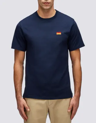 Sundek Men Navy T-Shirt with Tricolour Embroidery