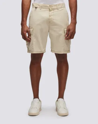 Sundek Men Sand Cargo Shorts in Garment-Dyed Fabric with Rainbow