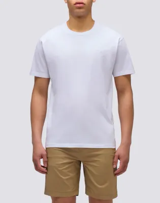 Sundek Men White Plain T-Shirt with Embroidery