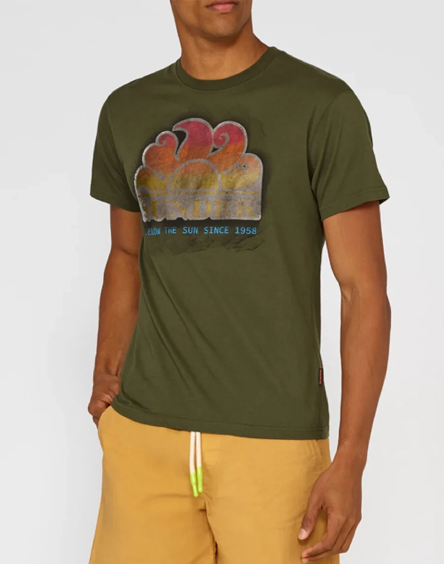 SUNDEK GOLDEN WAVE MAN T-SHIRT-DARK AR GREEN