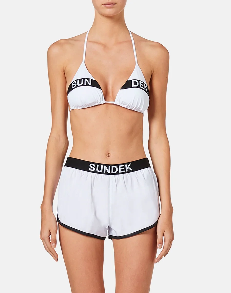 LULIN STRETCH WAIST SHORTS-WHITE