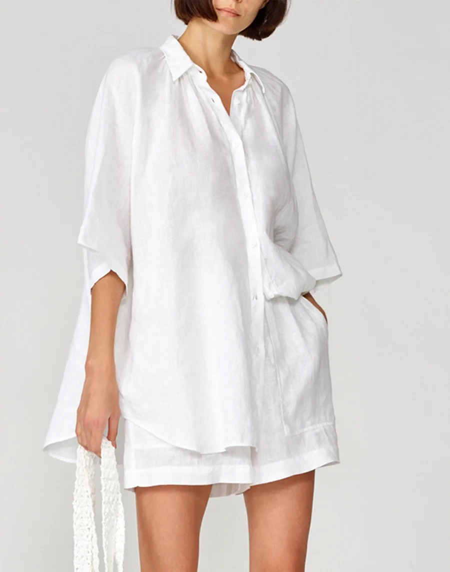 SUNDEK GOLDENWAVE 3/4 SLEEVES SHIRT-WHITE